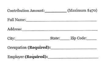 Contribution form fields for donating by check.